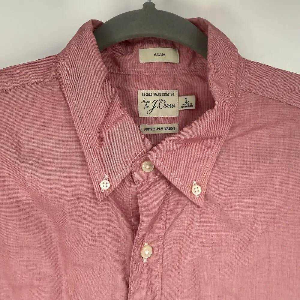 J. Crew Slim Secret Wash Cotton Poplin Shirt Men's Size L Maroon Eoe Style BJ742